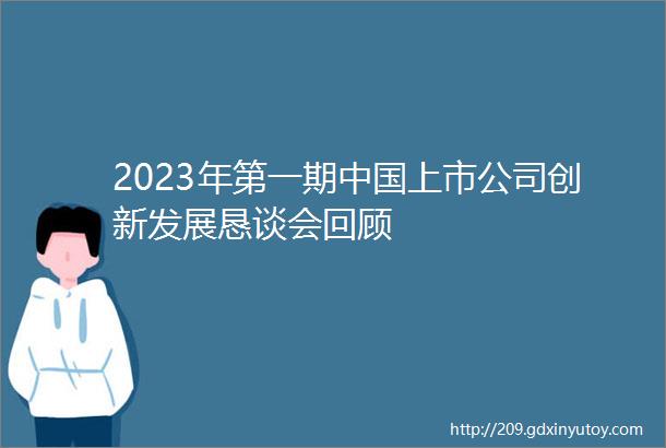 2023年第一期中国上市公司创新发展恳谈会回顾