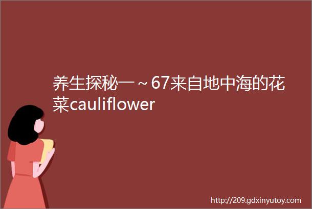 养生探秘一～67来自地中海的花菜cauliflower