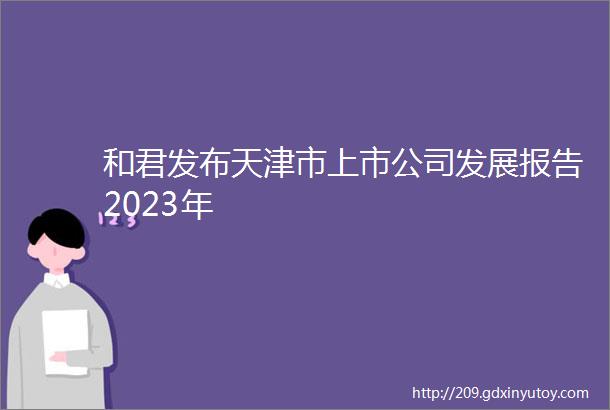 和君发布天津市上市公司发展报告2023年