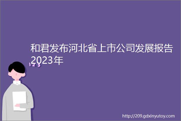 和君发布河北省上市公司发展报告2023年