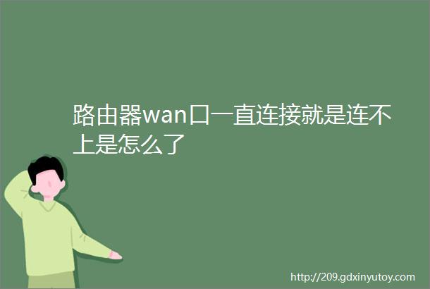 路由器wan口一直连接就是连不上是怎么了
